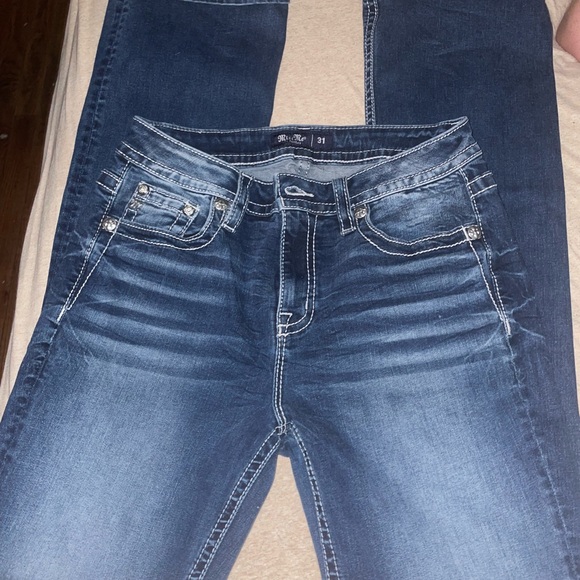 Miss Me jeans size 31 horseshoe feather mid rise boot - Picture 4 of 9